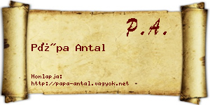 Pápa Antal névjegykártya